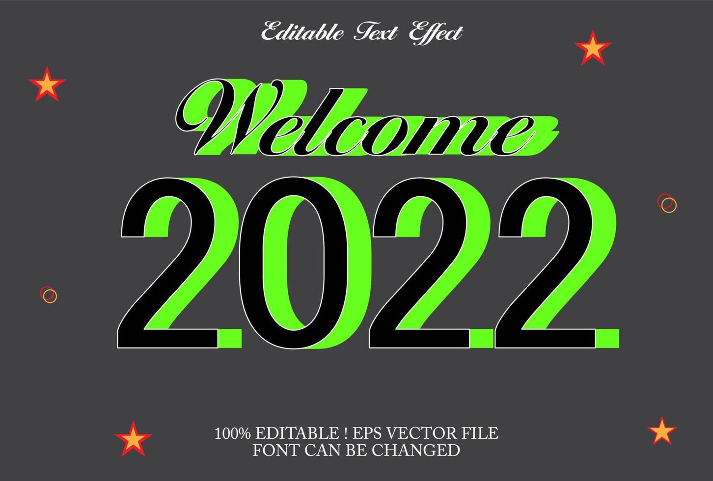 feliz año nuevo 2022 efecto de texto editable vector gratis