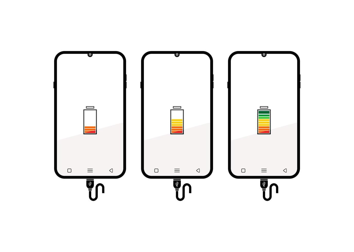 SMARTPHONE BATTERY VECTOR ON WHITE BACKGROUND