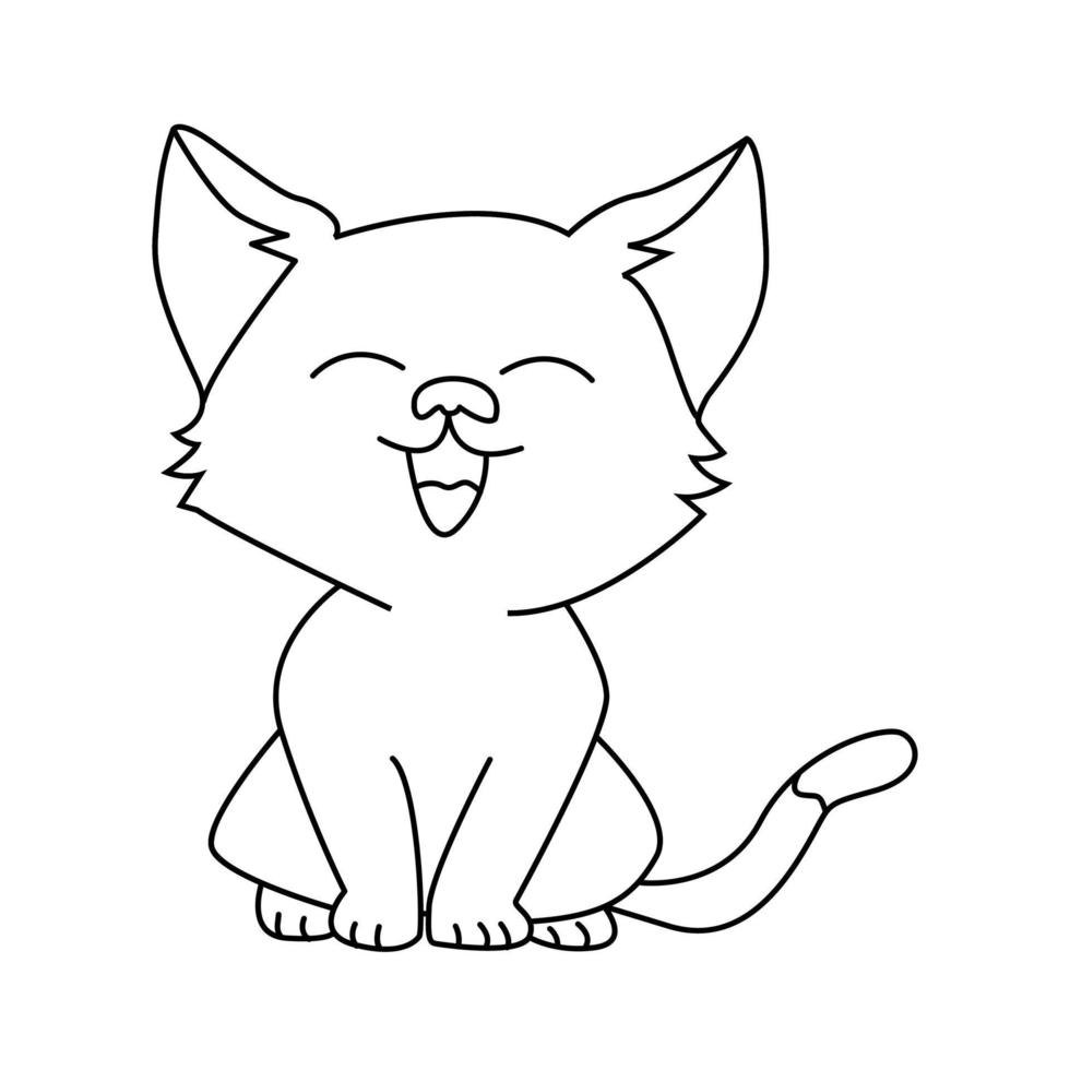 Cute cat with black color, good for kids coloring book, kids apparel, etc. vector