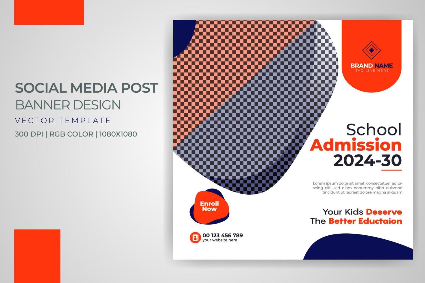 Back to school social media post template school admission banner design pro download vector