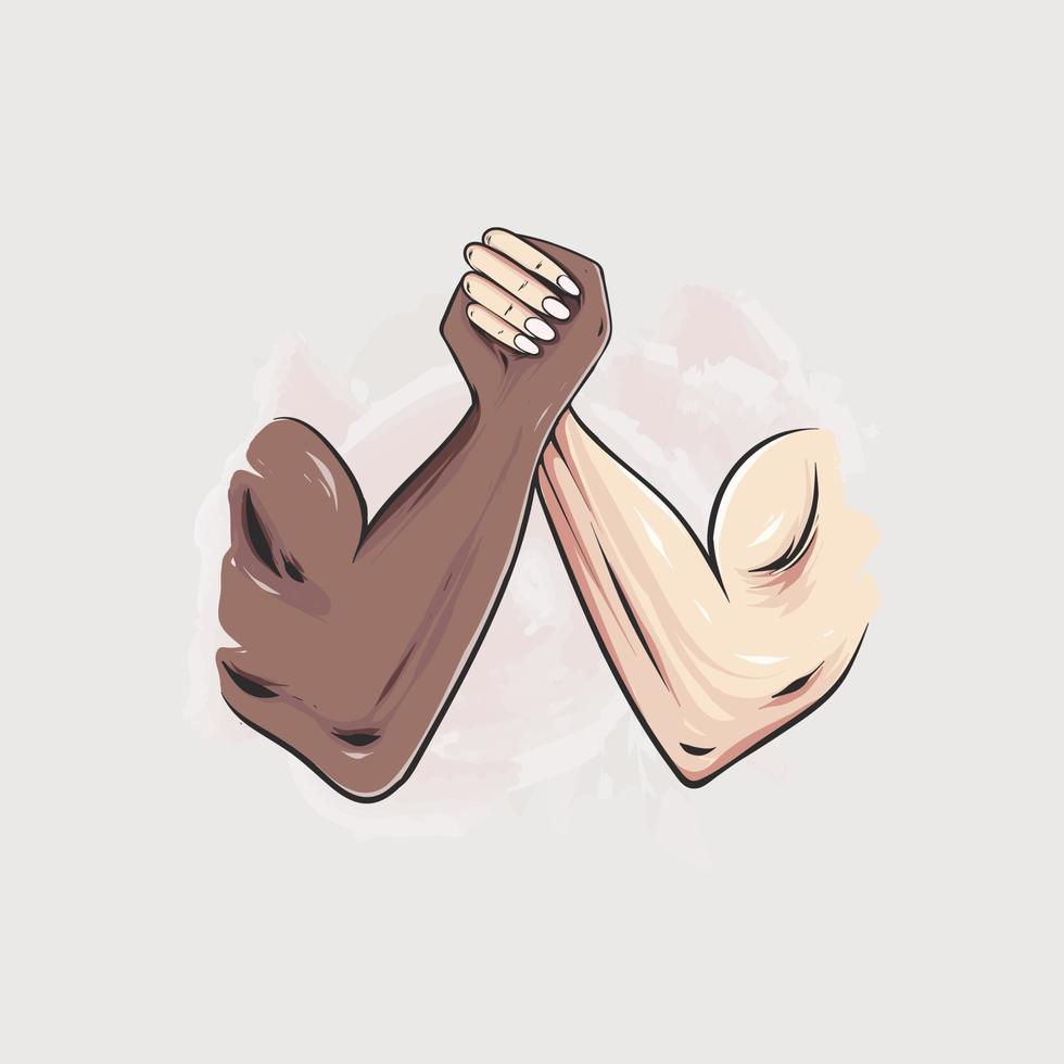 arm wrestling with watercolor background vector