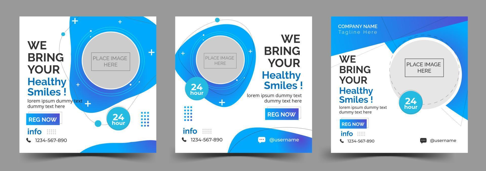 Healthcare Social media post template.promotion square web banner for hospital and clinic vector