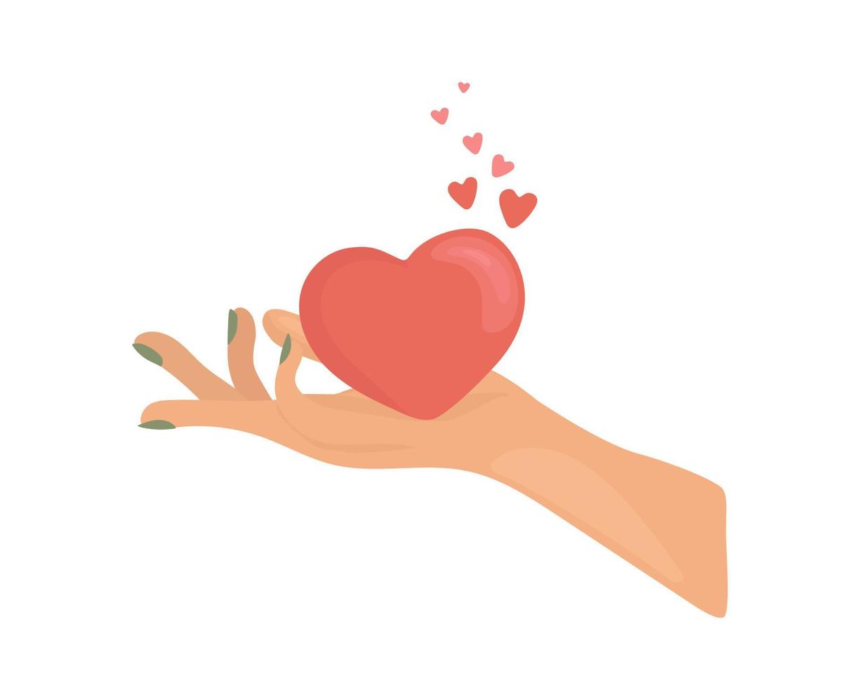 Heart in hand. Postcard for lovers. vector