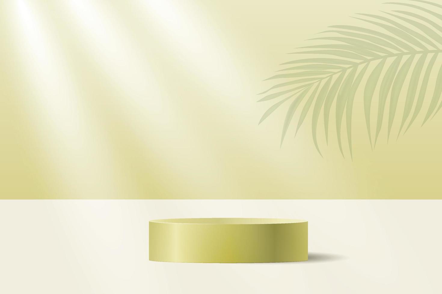 Abstract minimal scene with geometric forms. cylinder podium in yellow background vector