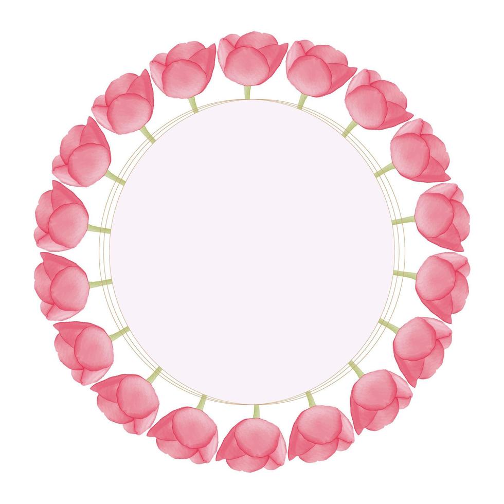 diseño de conjunto de flores y hojas de tulipán acuarela vector