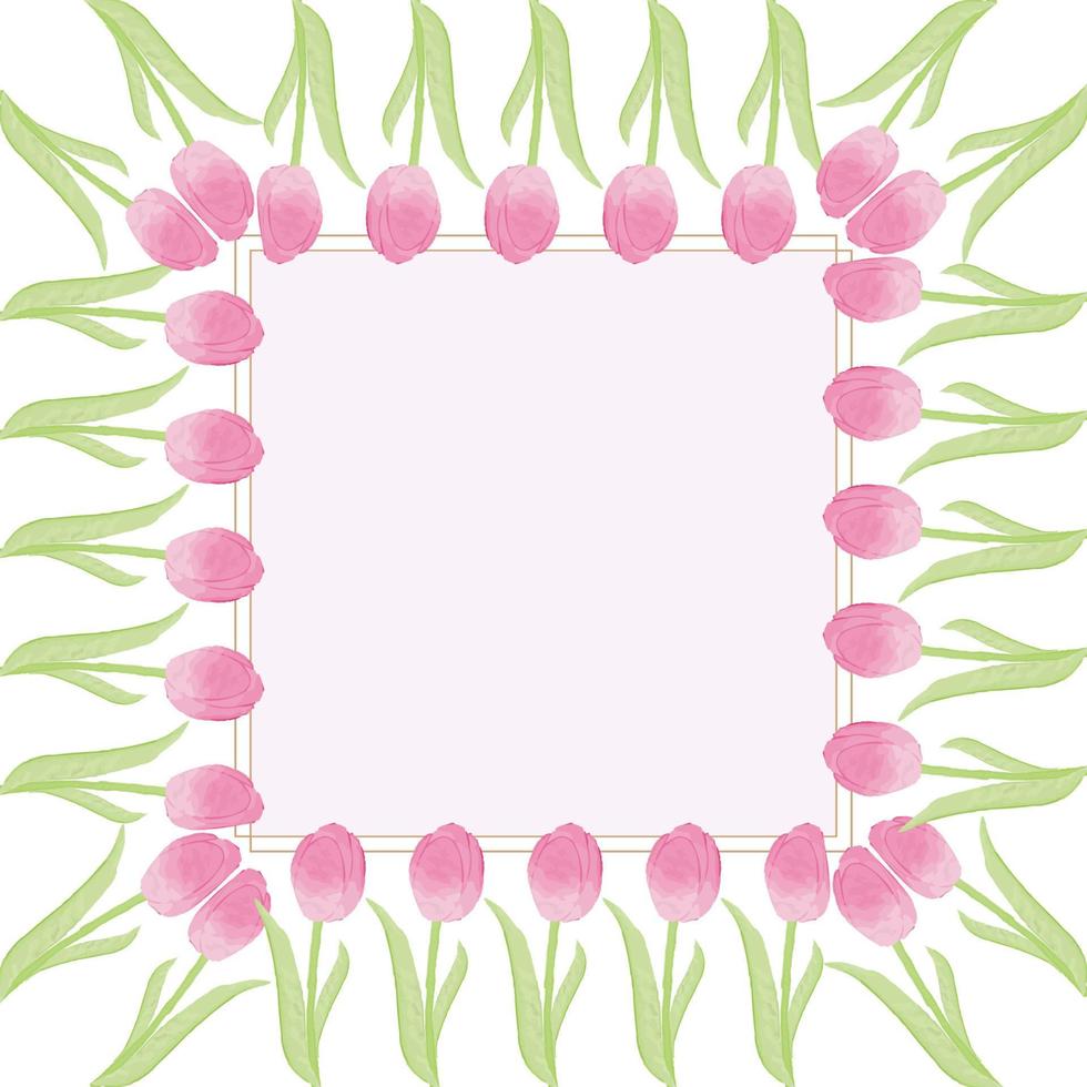 Watercolor tulip flower and leave set design vector