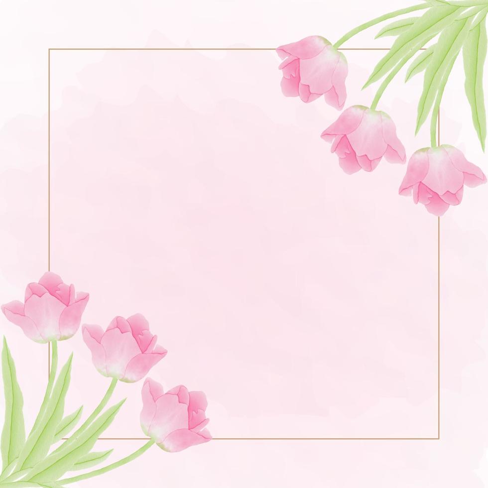 diseño de conjunto de flores y hojas de tulipán acuarela vector