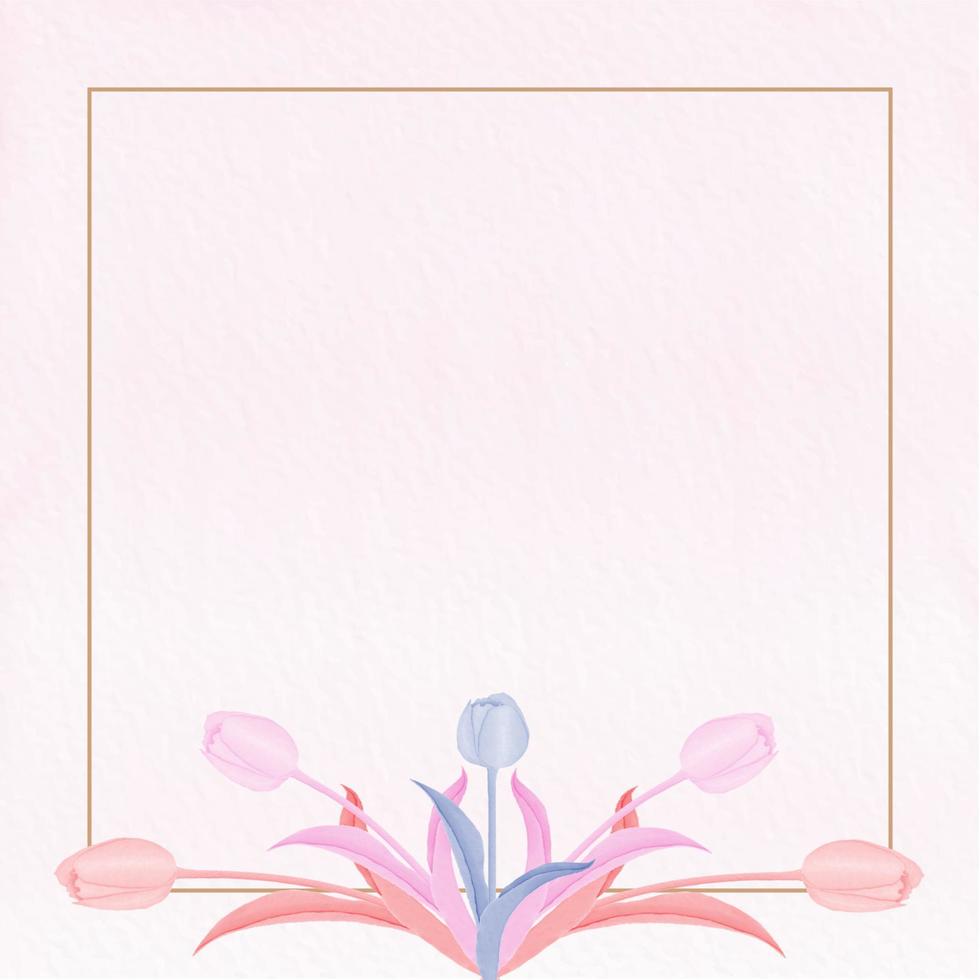 Watercolor tulip flower and leave set design vector
