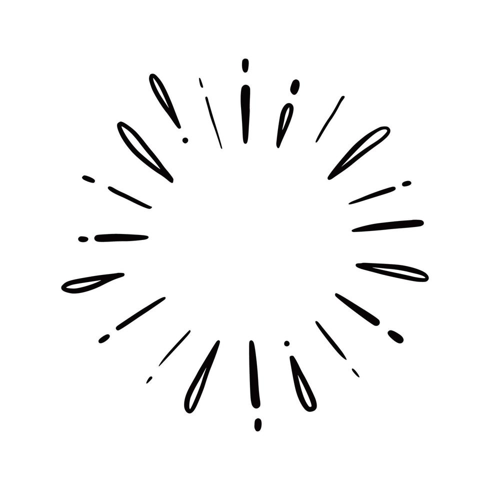 Hand drawn sunburst shine ray. Doodle vector