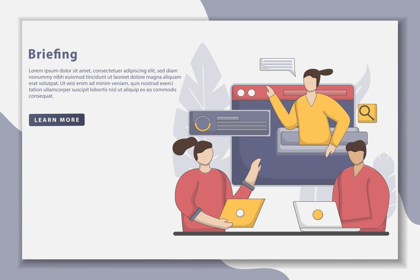 Teamwork Briefing landing page concept illustration vector