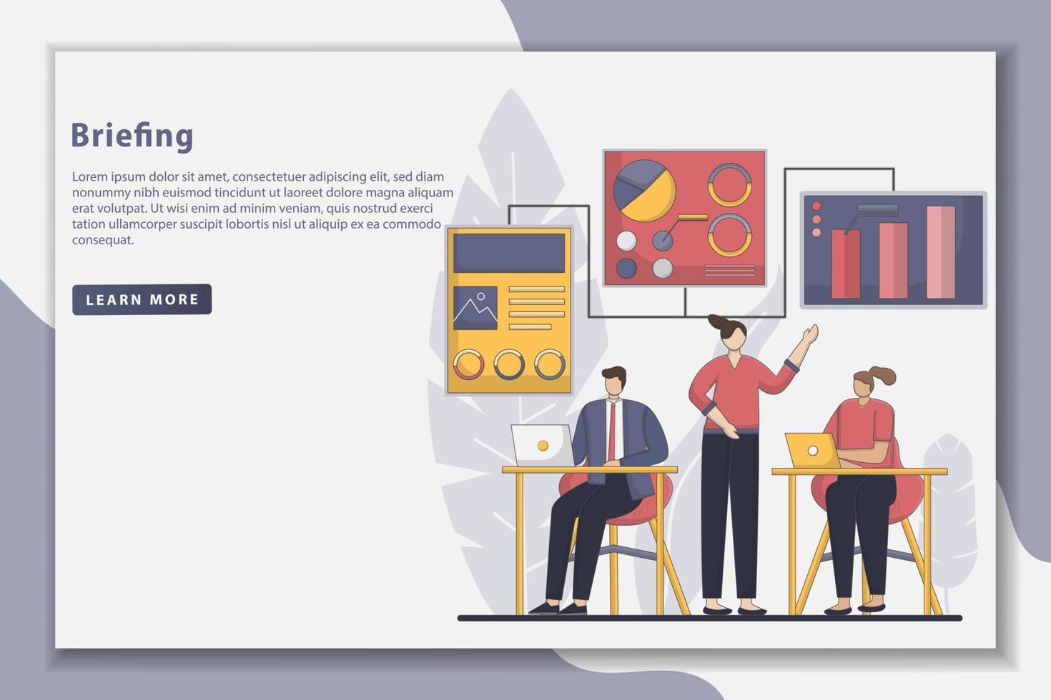 Teamwork Briefing landing page concept illustration vector