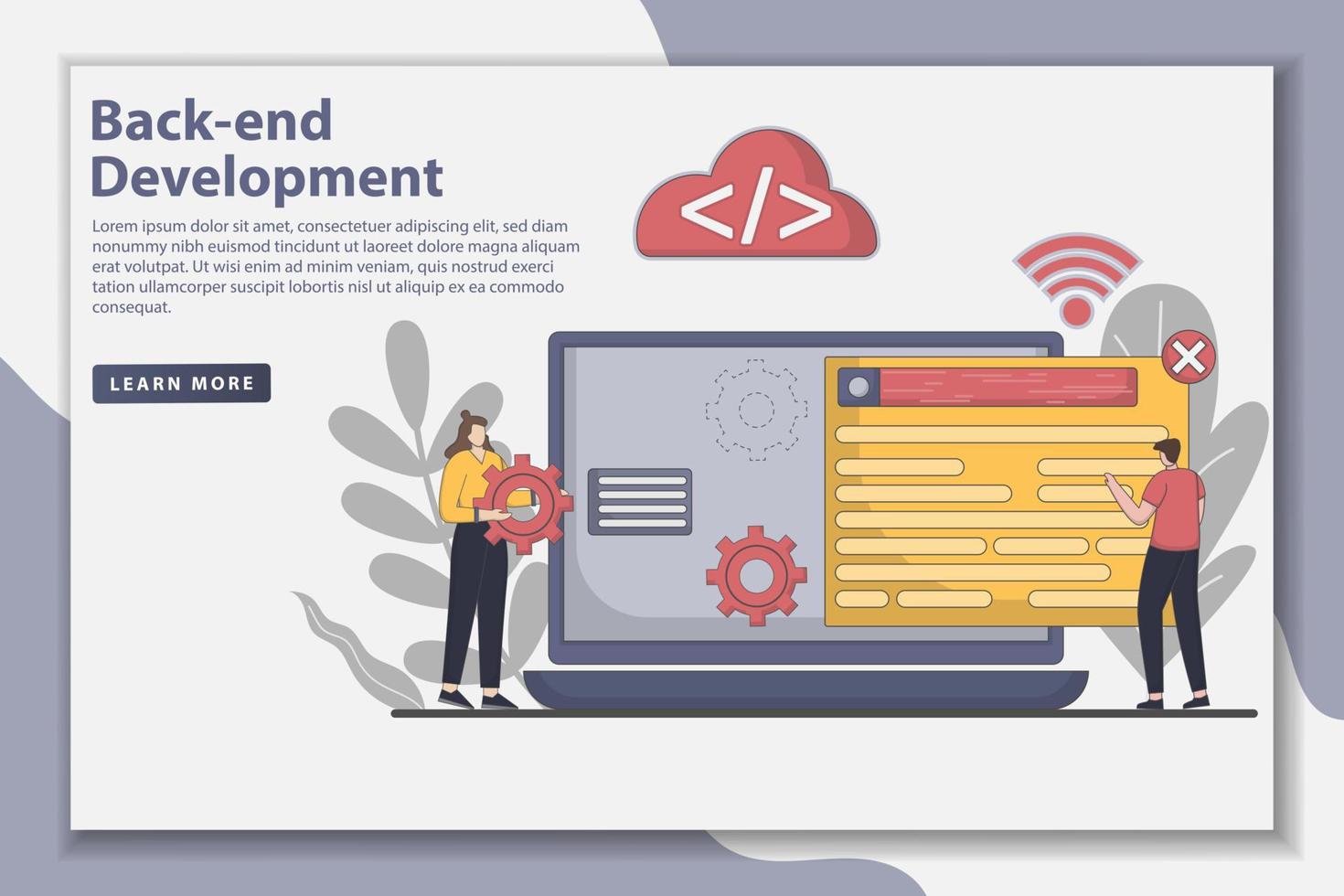 Back end development landing page concept illustration vector