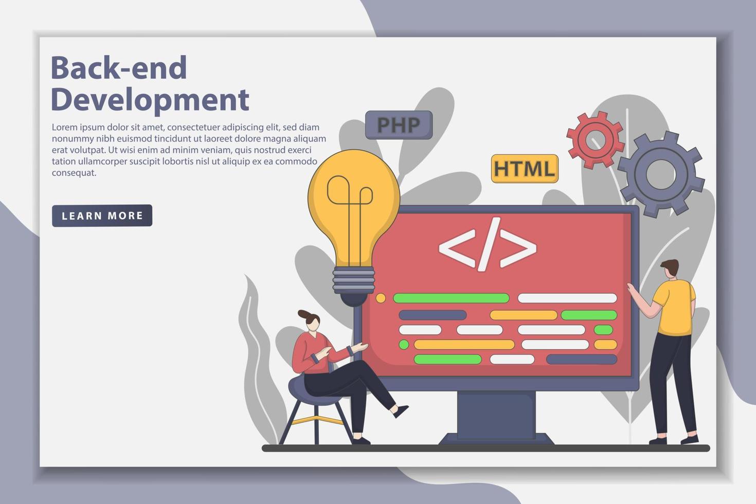 Back end development landing page concept illustration vector