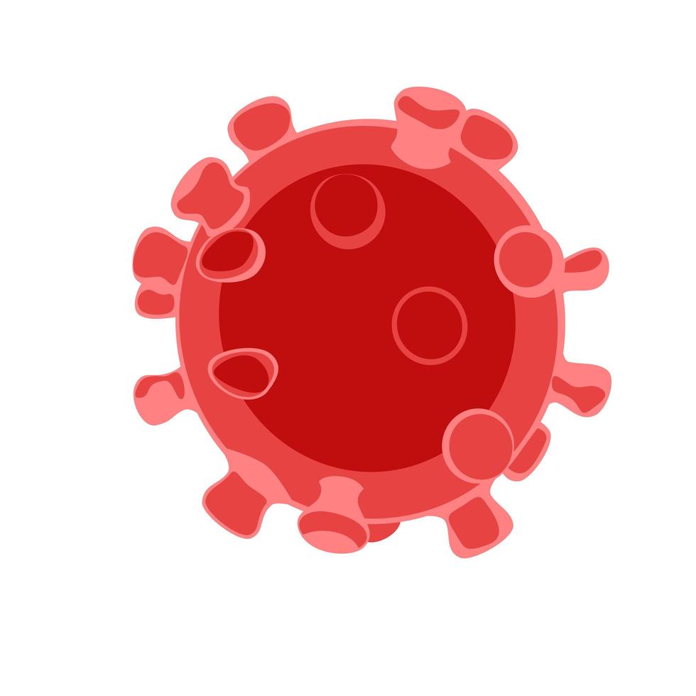 Red virus isolated on a white background. Vector flat illustration of medicine. Stock image.