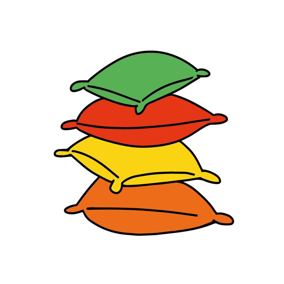 A stack of colored pillows. Soft element of furniture and beds. Sleep and rest icon. vector