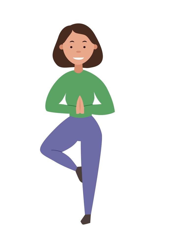 Yoga. women in tree pose for meditation, health and fitness. Vector illustration on a white background.