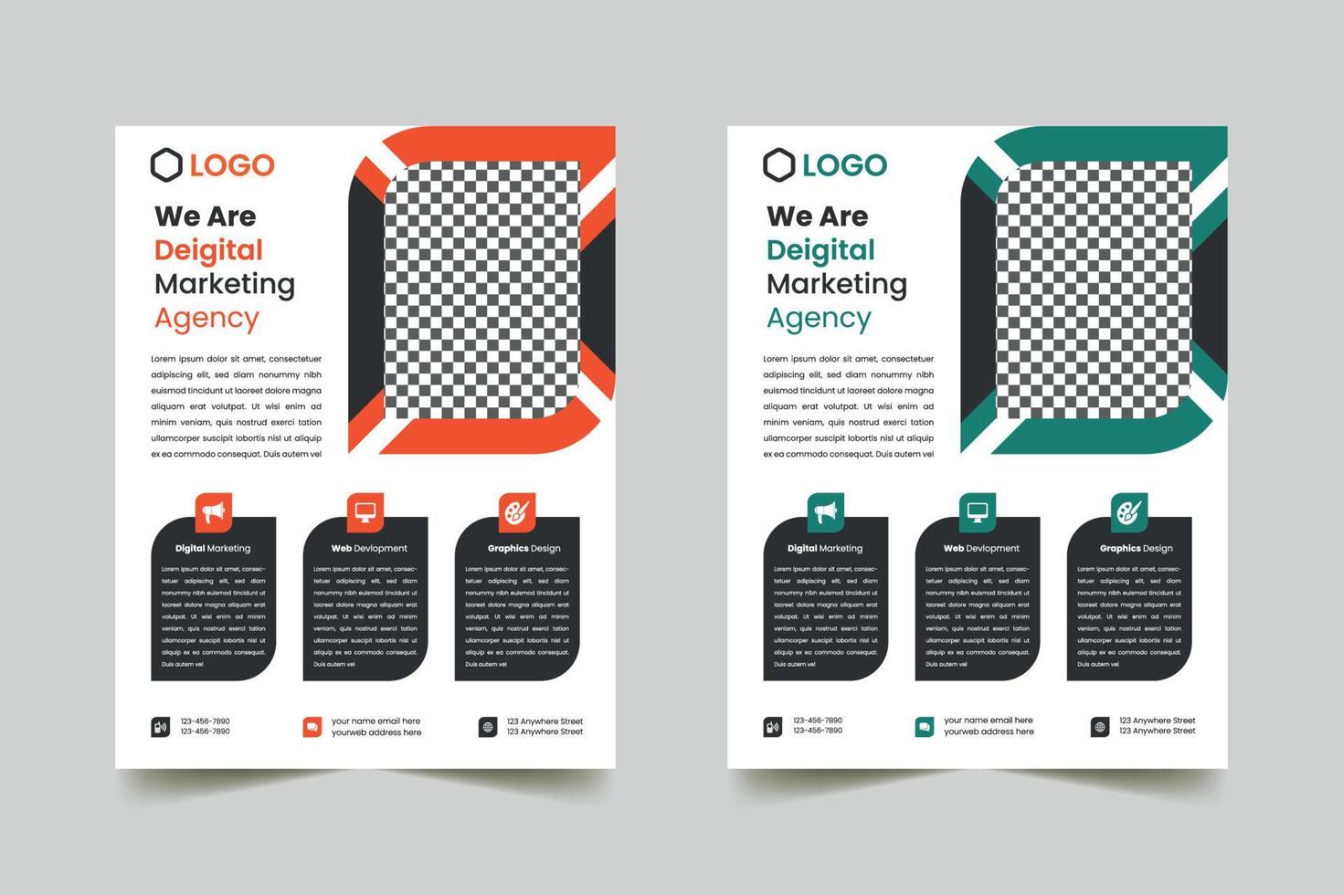 Professional modern digital marketing agency flyer design vector