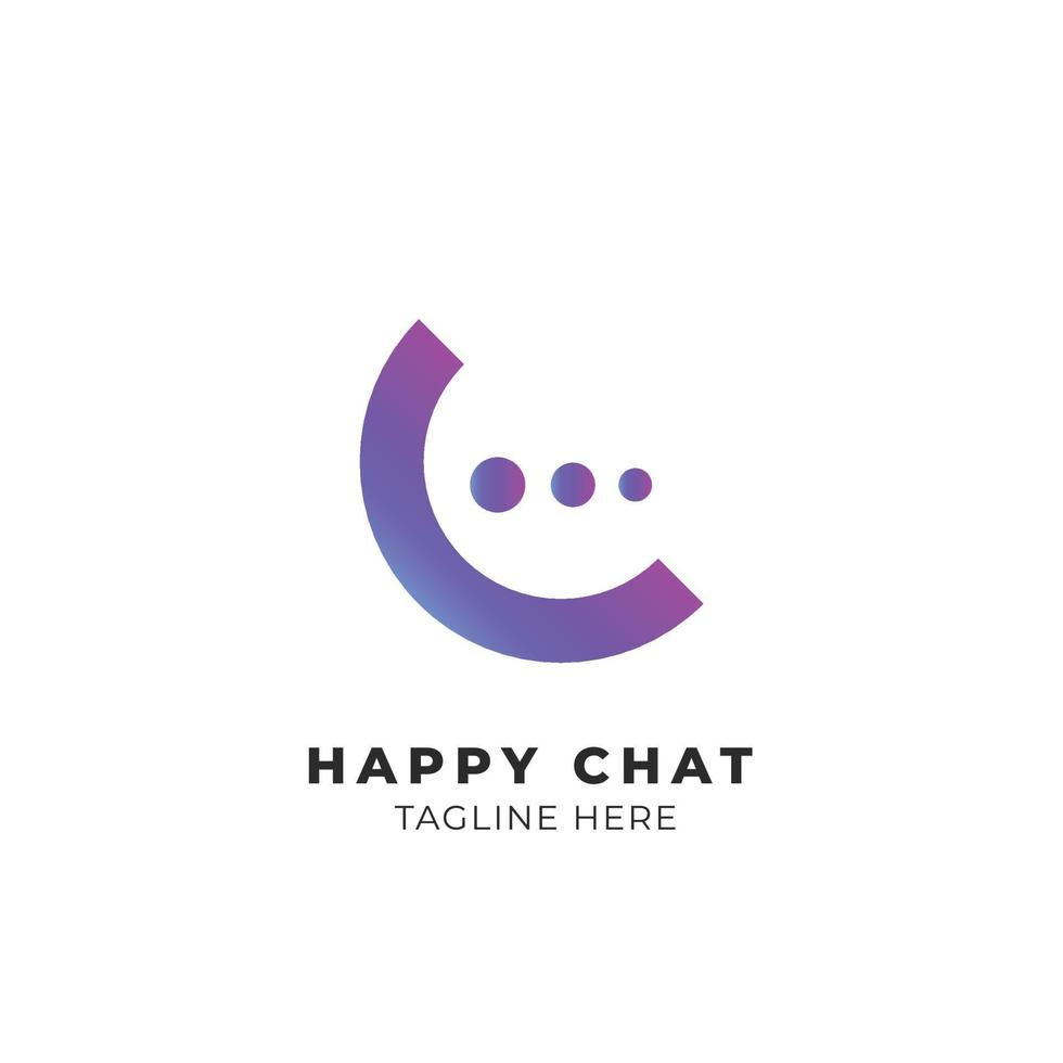plantilla de vector de diseño de logotipo de identidad de marca de icono de aplicaciones de chat feliz moderno