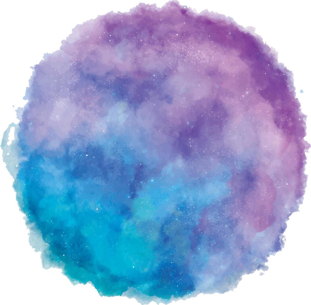 Round Watercolor galaxy in pink and blue.eps vector