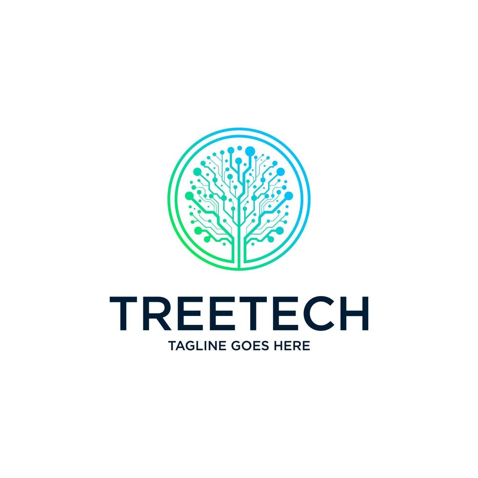 Network connection creative vector logo. Digital tree logotype concept. Cloud storage icon logo design template
