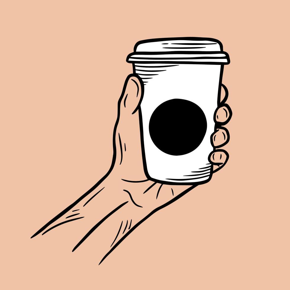 dibujado a mano café crema bebida postre tienda vaso taza menú café restaurantes ilustración vector