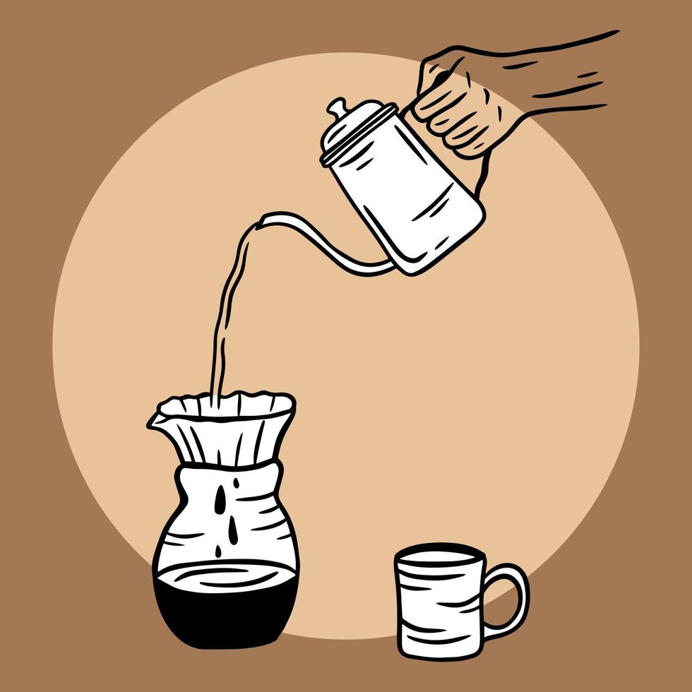 dibujado a mano sostener café crema bebida tienda de postres taza de vidrio menú café restaurantes ilustración vector