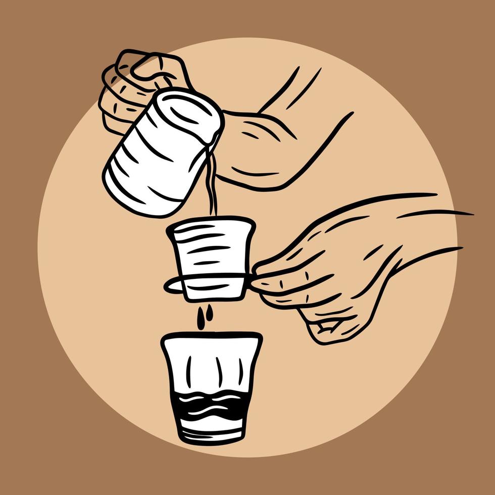 dibujado a mano sostener café crema bebida tienda de postres taza de vidrio menú café restaurantes ilustración vector
