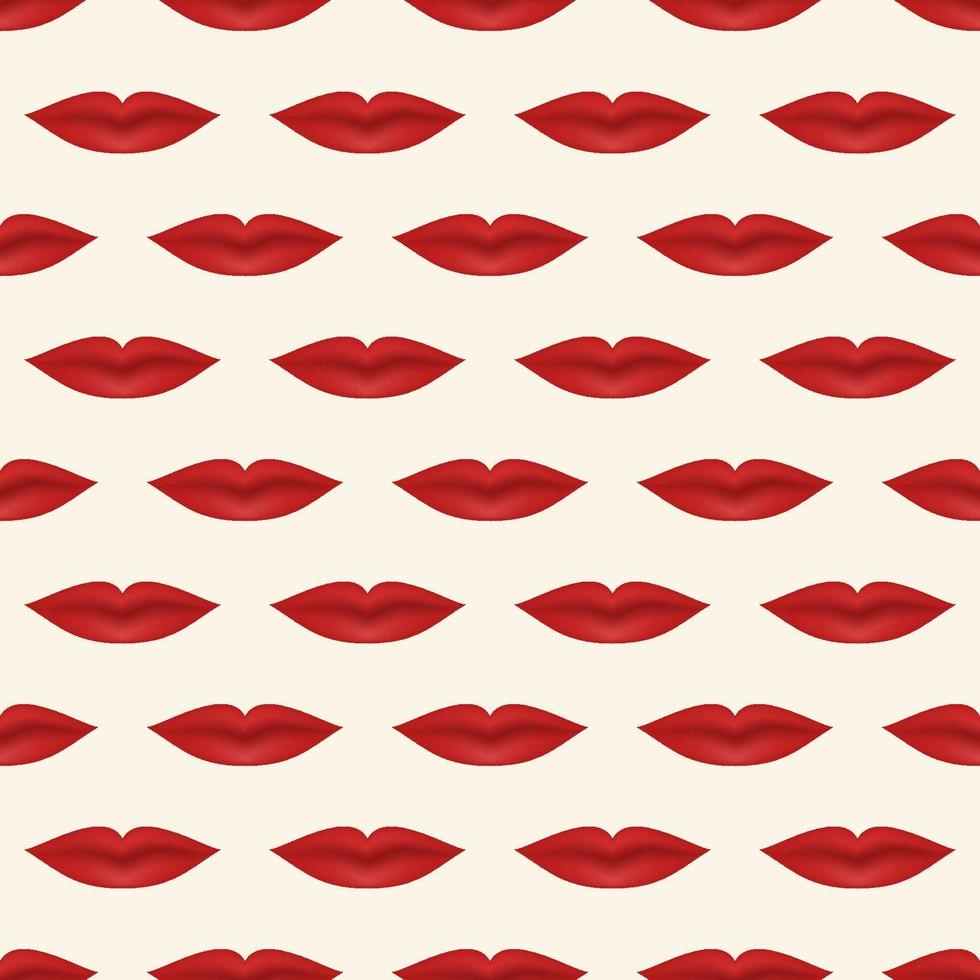 Realistic red sexy lips seamless pattern. Woman s mouth. Vector illustration.