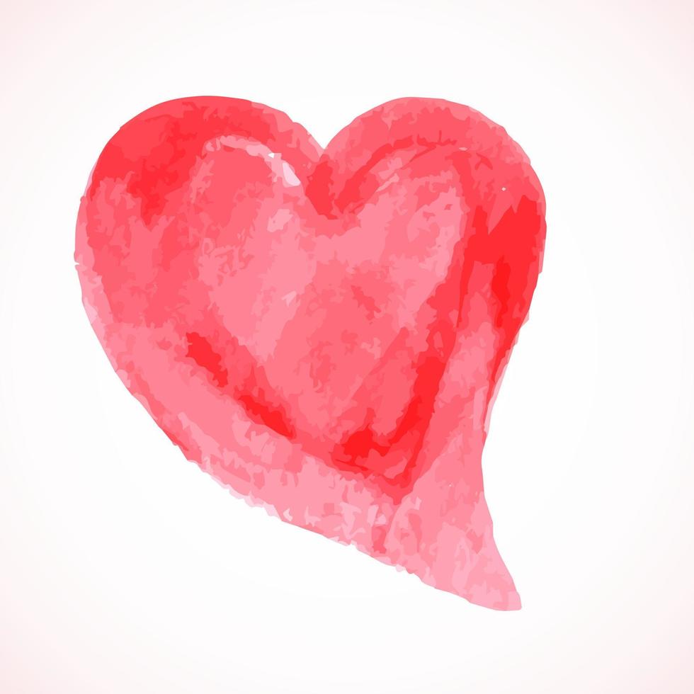 Hand painted red heart isolated on white. Watercolor or acrylic painting effect. Grunge heart vector illustration. Valentine s day greeting card. Easy to edit element of design for your artworks.