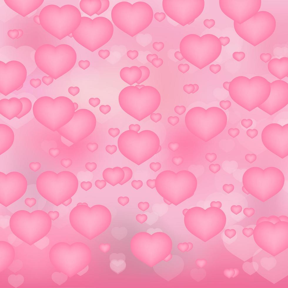 Soft pink hearts 3d background. Valentine s day shiny greeting ...