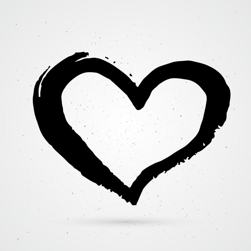 corazón pintado a mano sobre fondo blanco. forma de grunge de corazón. trazo de pincel con textura negra. signo del día de San Valentín. símbolo de amor. fácil de editar elemento vectorial de diseño. vector