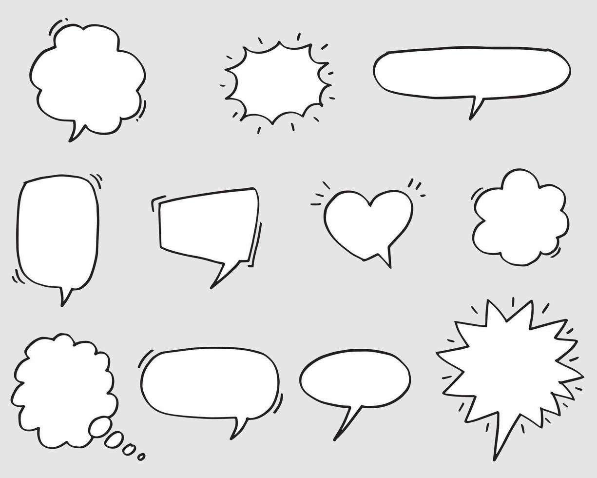 Hand drawn set of speech bubbles isolated . Doodle set element. Vector illustration.