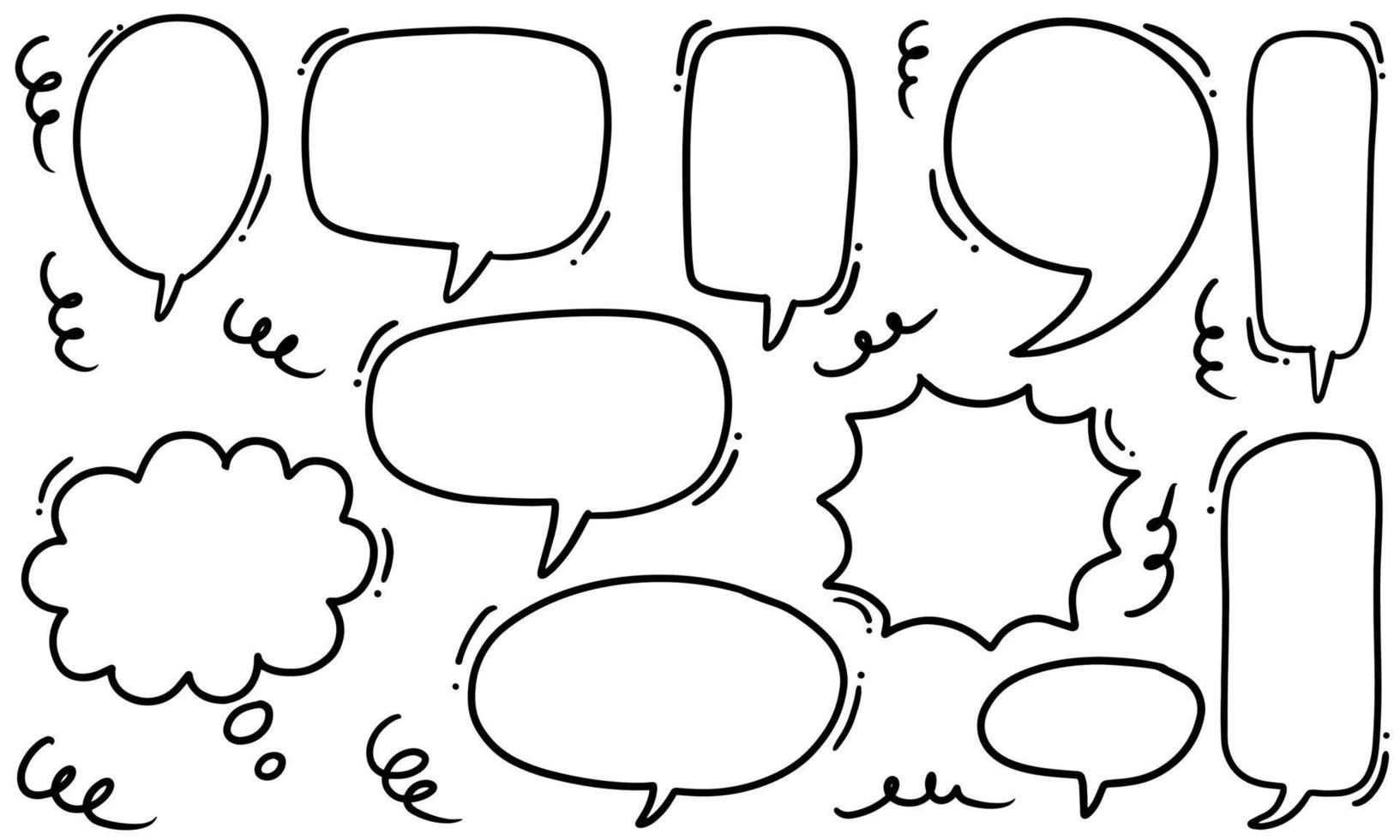 Hand drawn set of speech bubbles isolated . Doodle set element. Vector illustration.