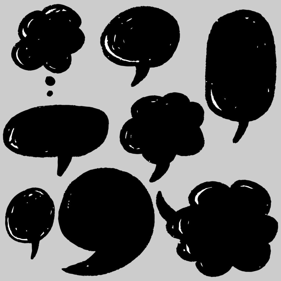 Hand drawn set of speech bubbles isolated . Doodle set element. Vector illustration.