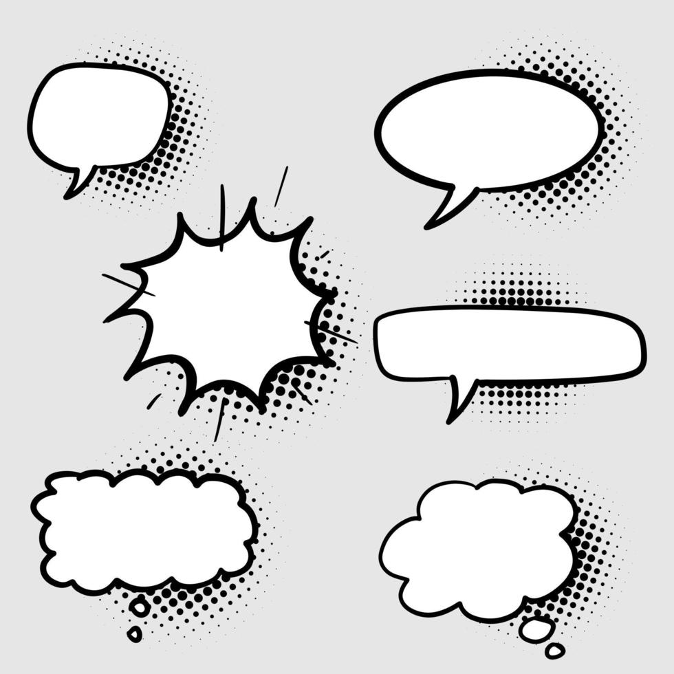 Hand drawn set of speech bubbles isolated . Doodle set element. Vector illustration.