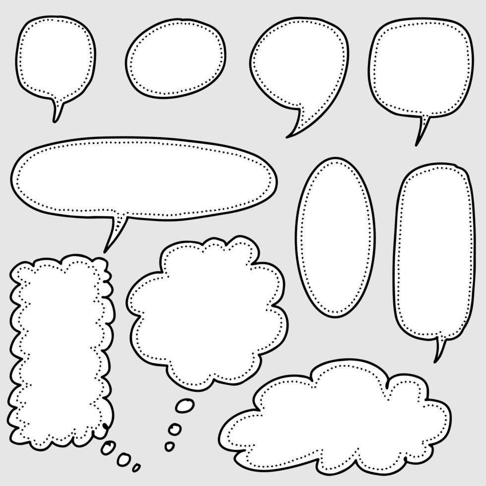 Hand drawn set of speech bubbles isolated . Doodle set element. Vector illustration.