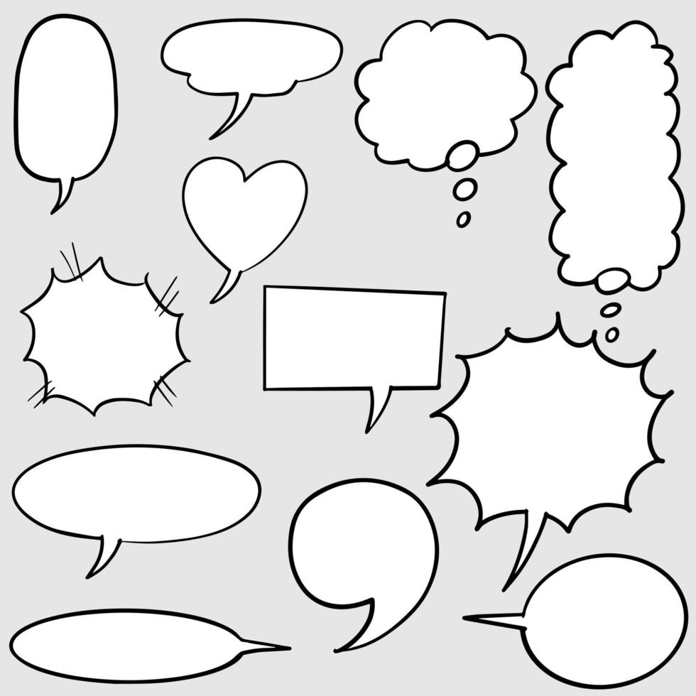 Hand drawn set of speech bubbles isolated . Doodle set element. Vector illustration.