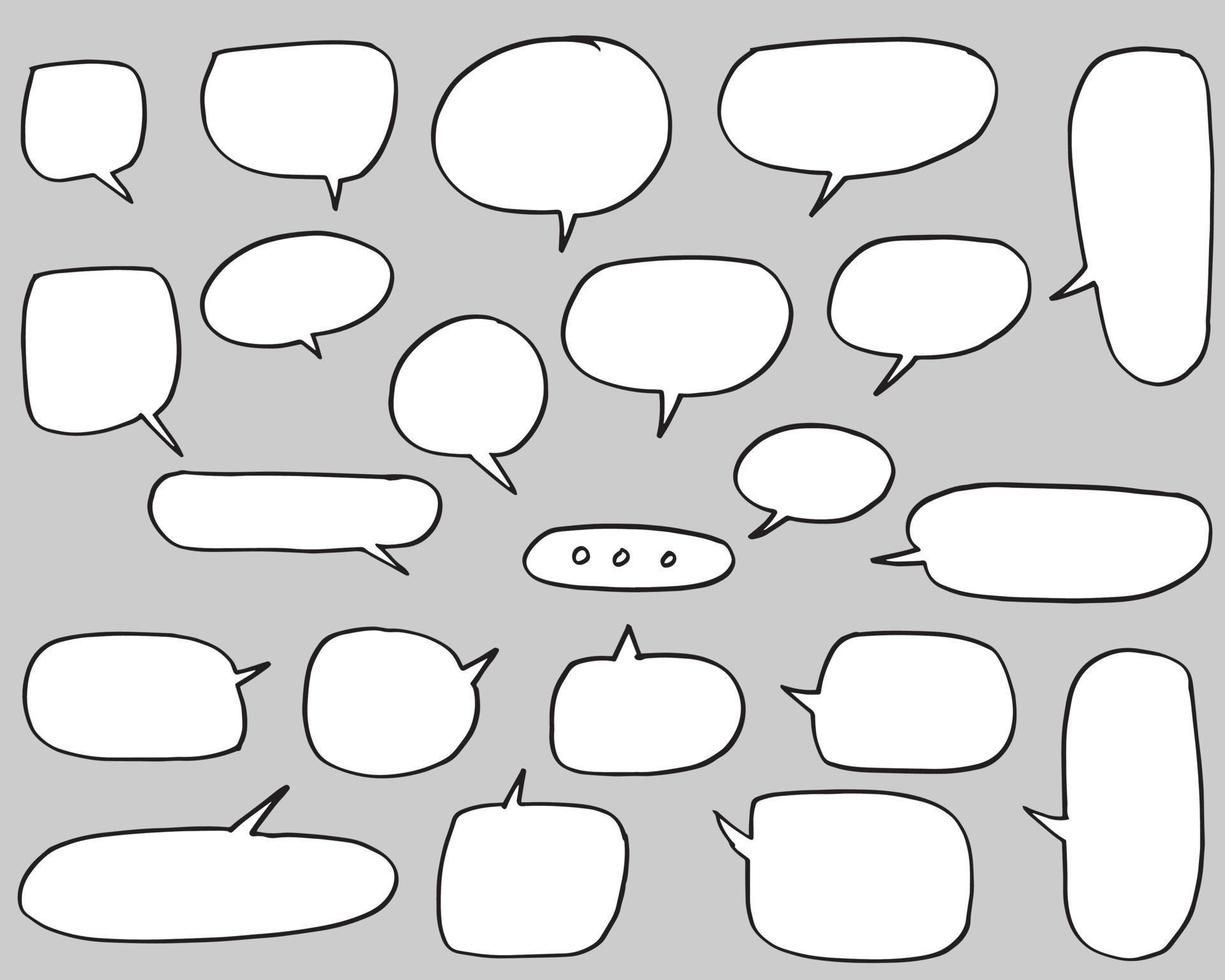 Hand drawn set of speech bubbles isolated . Doodle set element. Vector illustration.