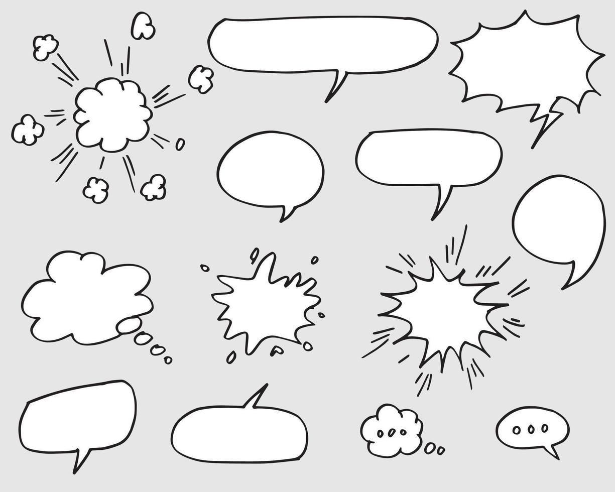Hand drawn set of speech bubbles isolated . Doodle set element. Vector illustration.