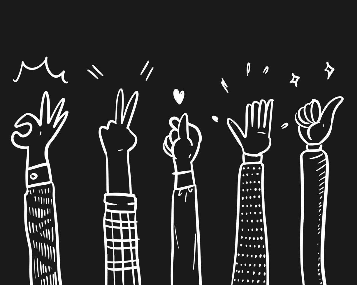 Hand Drawn sketch style of applause, thumbs up gesture. Human hands clapping ovation. on doodle style, vector illustration.