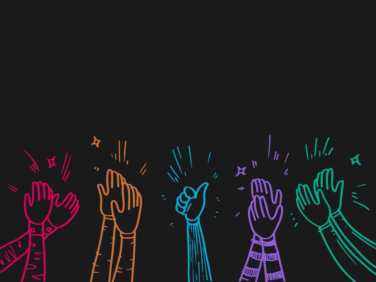 Hand Drawn sketch style of applause, thumbs up gesture. Human hands clapping ovation. on doodle style, vector illustration.