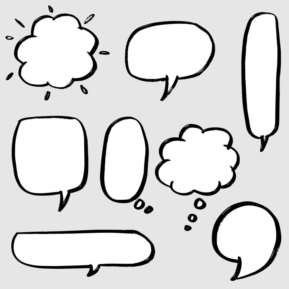 Hand drawn set of speech bubbles isolated . Doodle set element. Vector illustration.