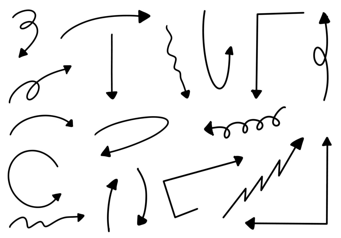 set of hand drawn arrows isolated on white background. for business infographic, banner, web and concept design.Vector doodle design elements. vector