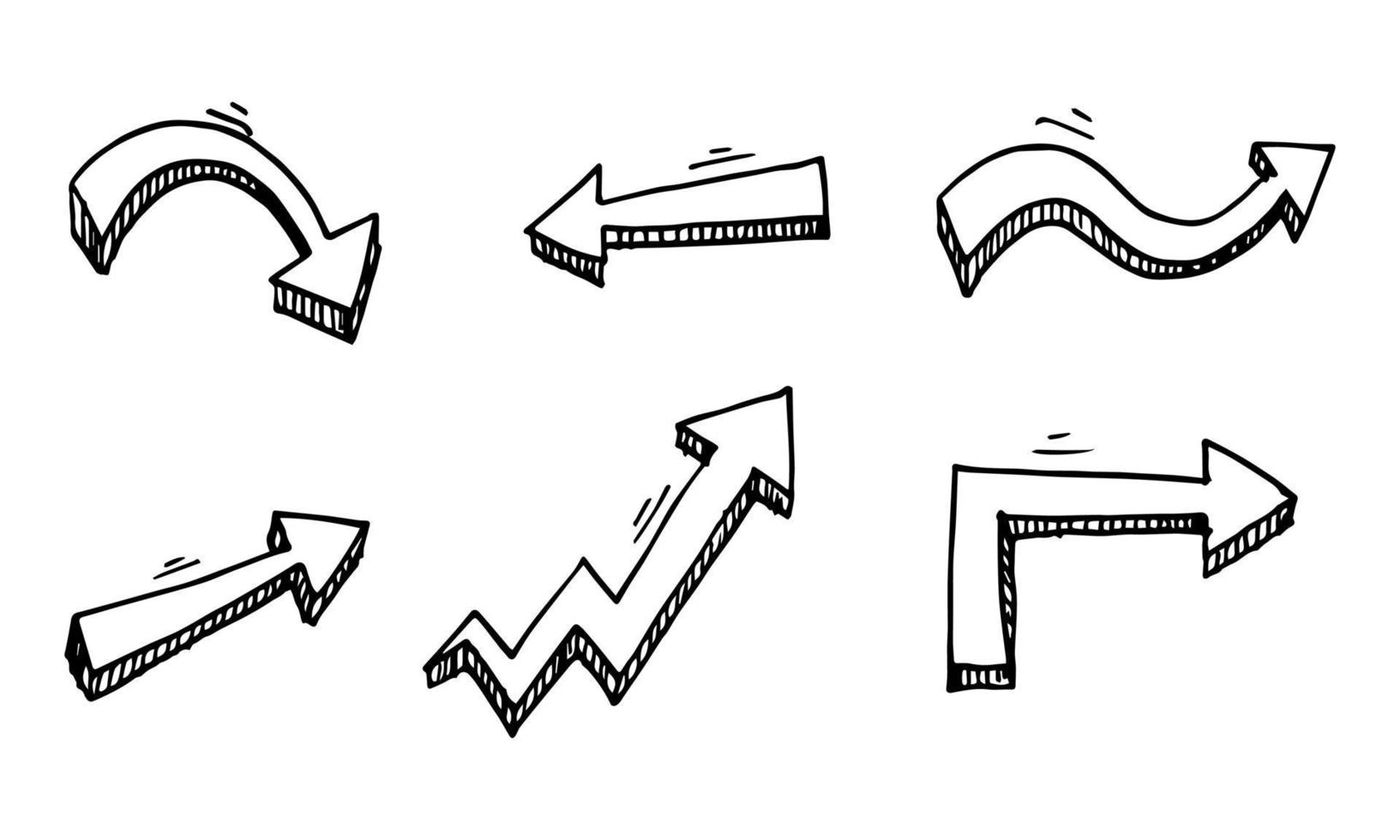 set of hand drawn arrows isolated on white background. for business infographic, banner, web and concept design.Vector doodle design elements. vector