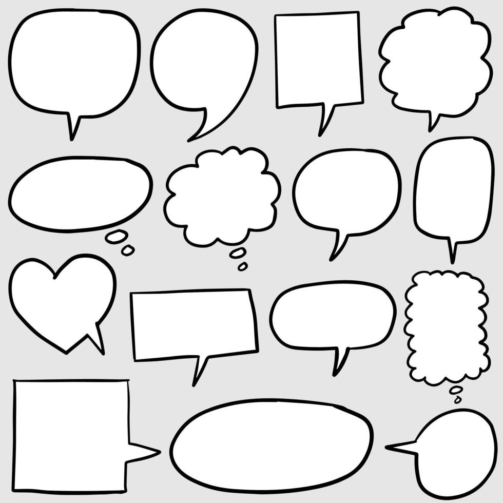 Hand drawn set of speech bubbles isolated . Doodle set element. Vector illustration.