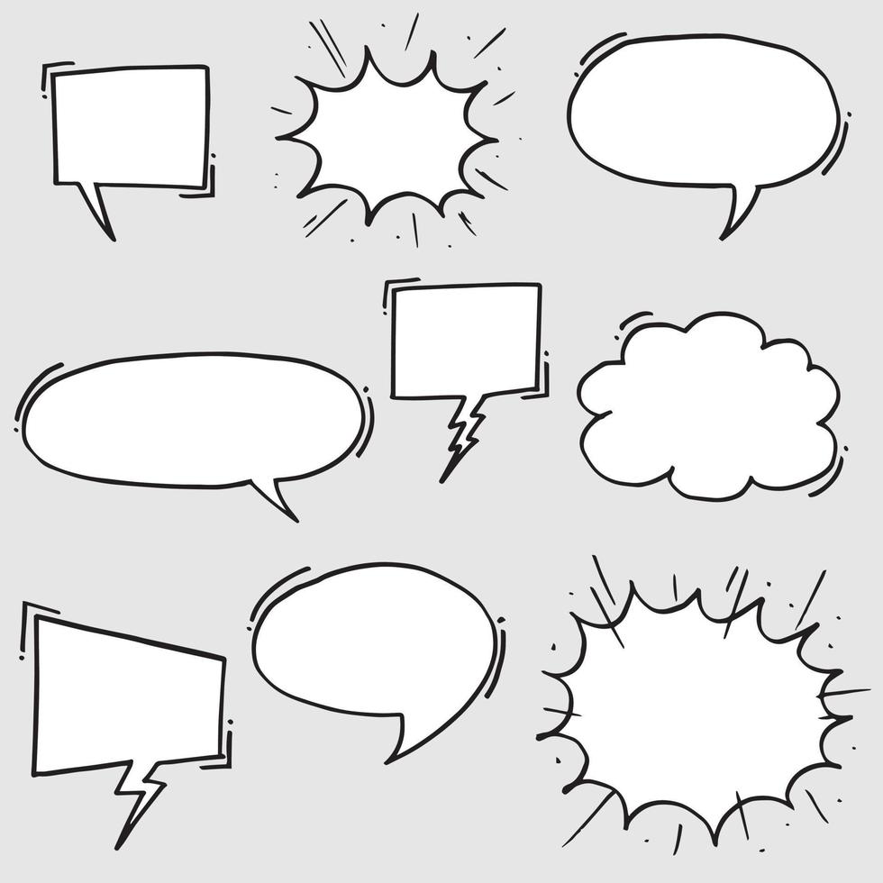 Hand drawn set of speech bubbles isolated . Doodle set element. Vector illustration.