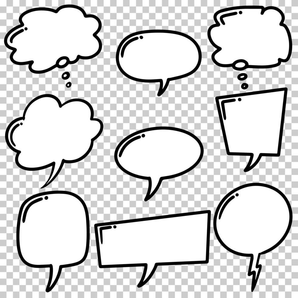 Hand drawn set of speech bubbles isolated . Doodle set element. Vector illustration.