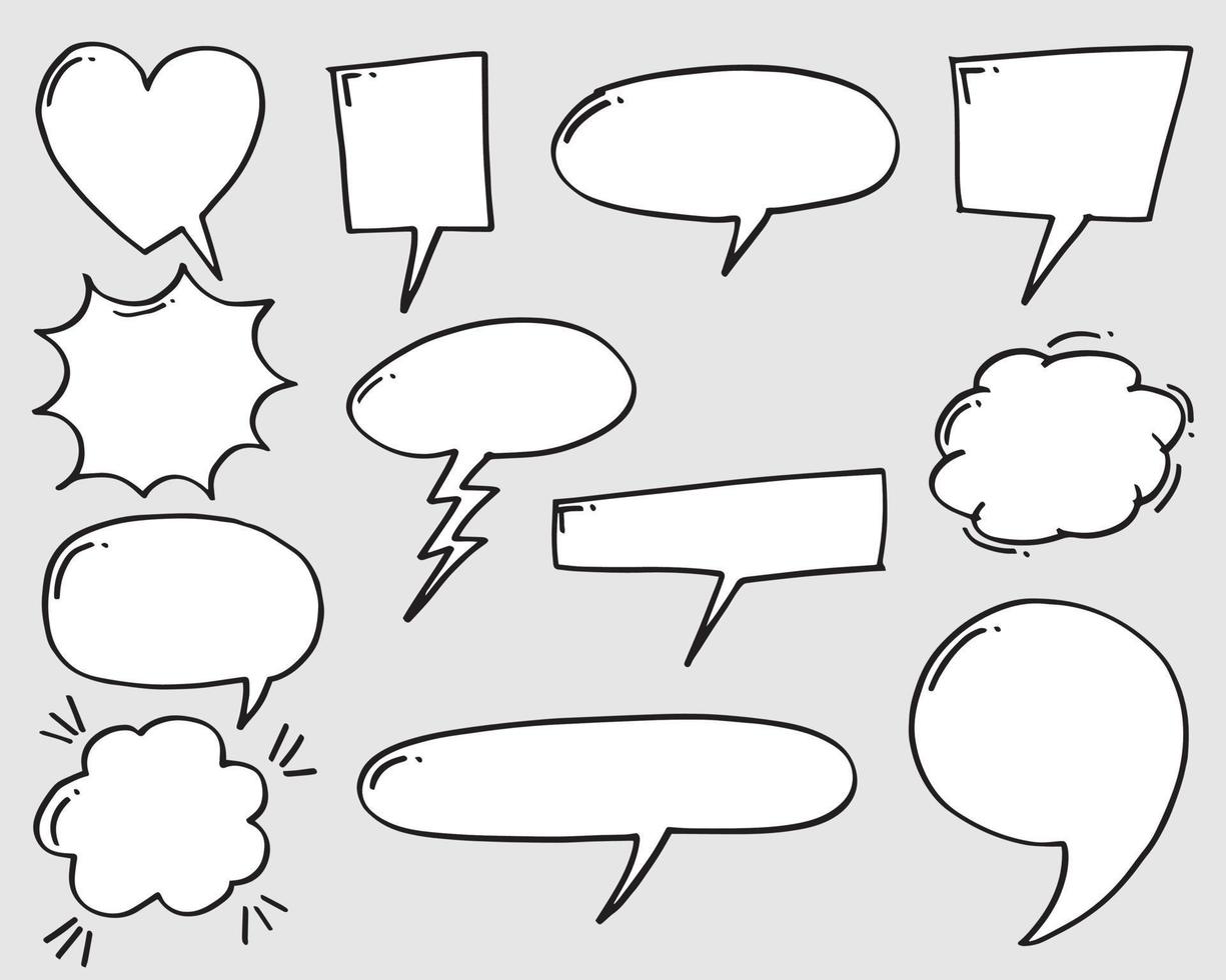 Hand drawn set of speech bubbles isolated . Doodle set element. Vector illustration.