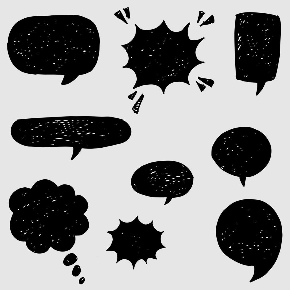 Hand drawn set of speech bubbles isolated . Doodle set element. Vector illustration.