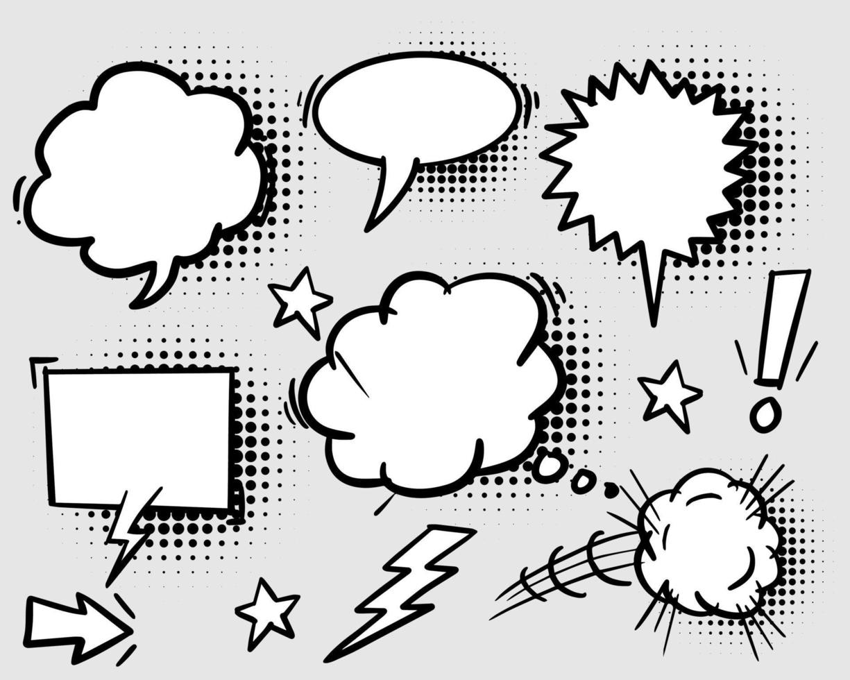 Hand drawn set of speech bubbles isolated . Doodle set element. Vector illustration.